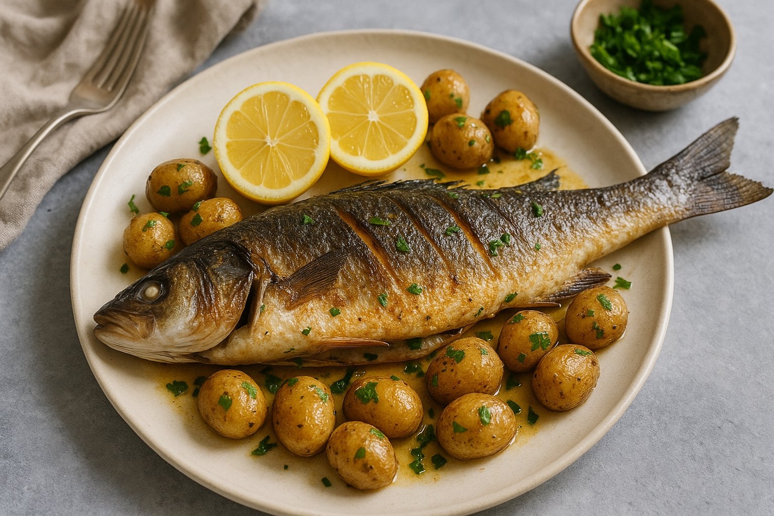Recette Black Bass Rôti au Beurre d'Agrumes et Herbes Fraîches