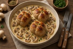 Recette Paupiettes de Porc à la Crème et aux Champignons