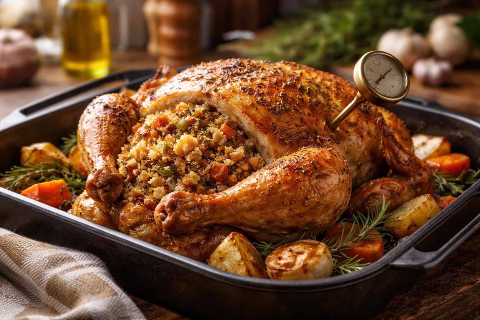 Temps de Cuisson Rôti de Poulet Farci au Four