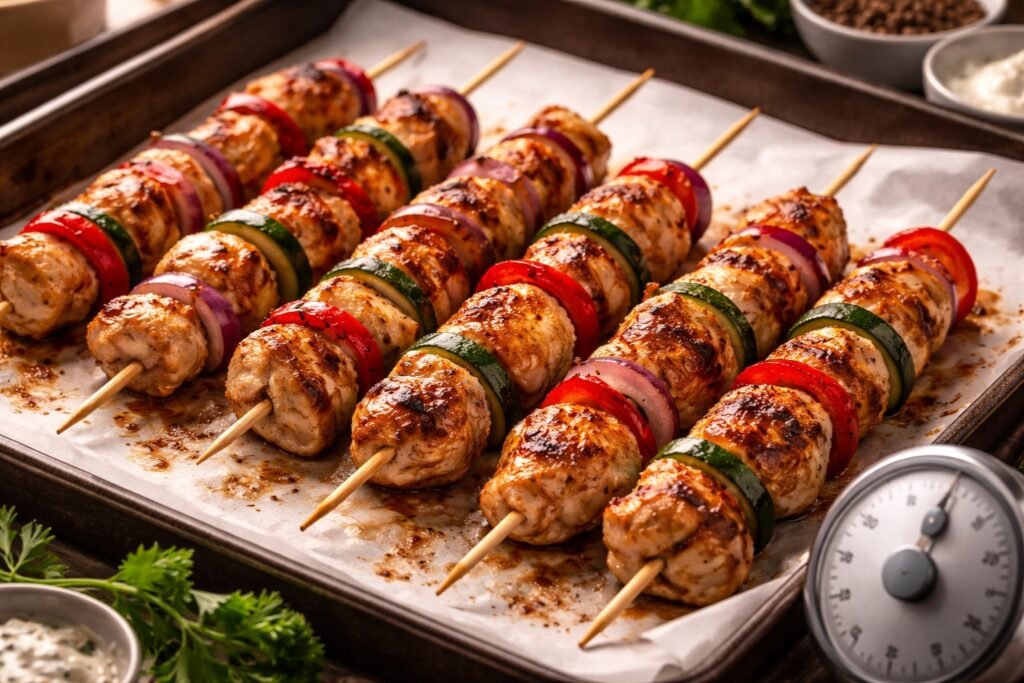 Temps de cuisson brochettes poulet au four